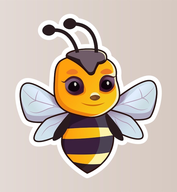 Image of colorful bee sticker this illustration features a cute bee on a soft background