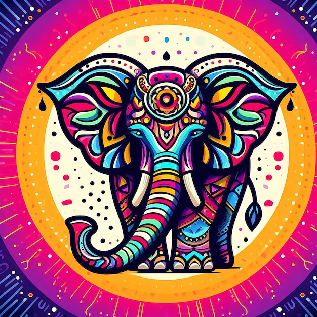 Vector image of a colorful elephant created by ai