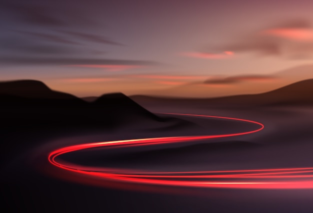 Vector image of colorful light trails with motion blur effect