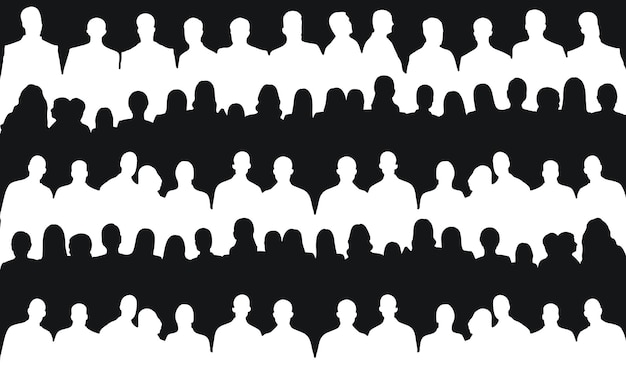 Vector image of crowd silhouette group of people sports team fans admirers students audience public