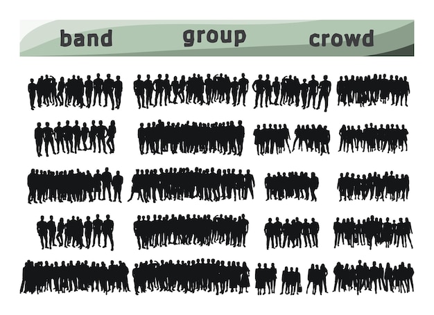 Image of crowd silhouette group of people Team band company throng mob