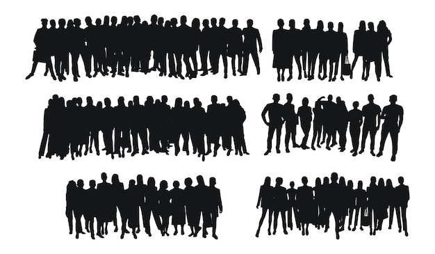 Image of crowd silhouette group of people Workers audience crowded corporate working teamwork