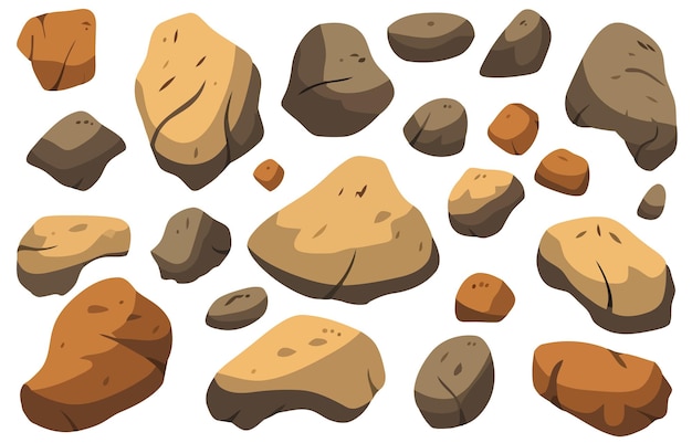 Image of different stones Set of isolated stones for your design Vector illustration Generated AI