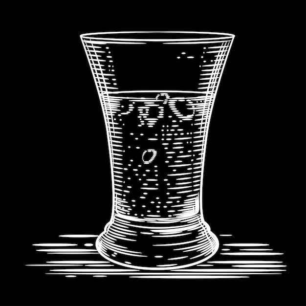 Image of a glass of vodka on a black background. 