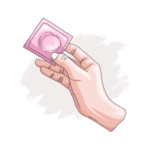 Vector image of hands holding condoms for world sexual health day 1