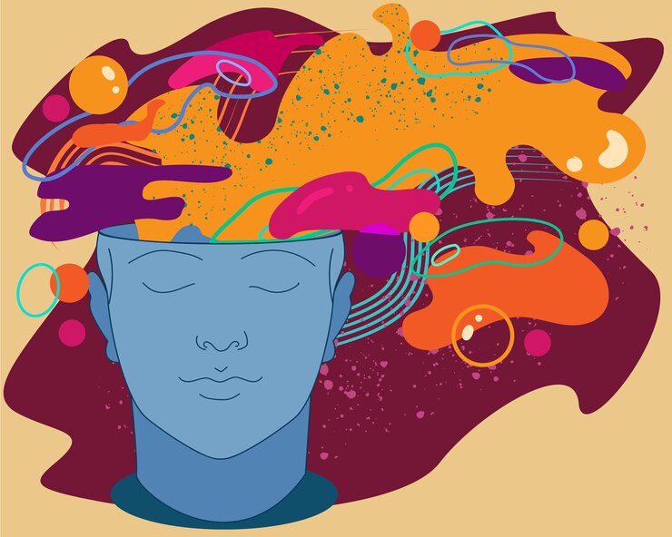 Vector image harmony of colors in the head
