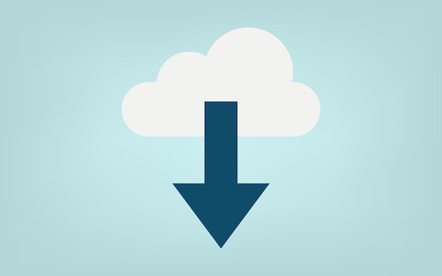 Vector image illustration of downloading data from the cloud