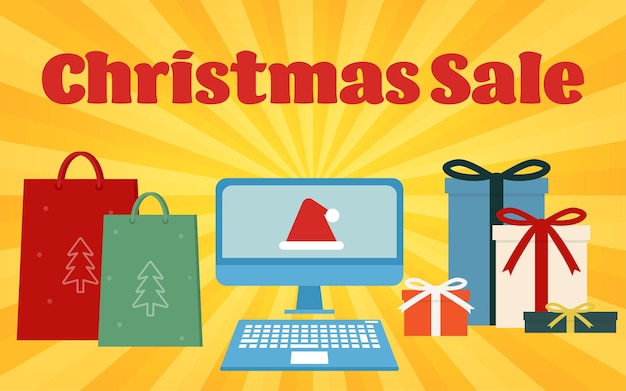 Vector image illustration of an online shop having a christmas sale