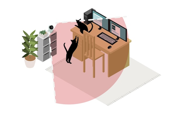 Vector image illustration of pet watching service isometric