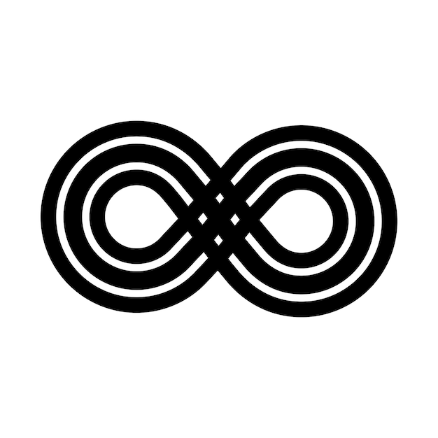 The image is a black and white drawing of an infinity symbol