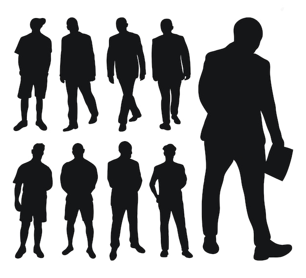 Image male silhouettes people human person man men guy lad fella stripling boy businessmen workers