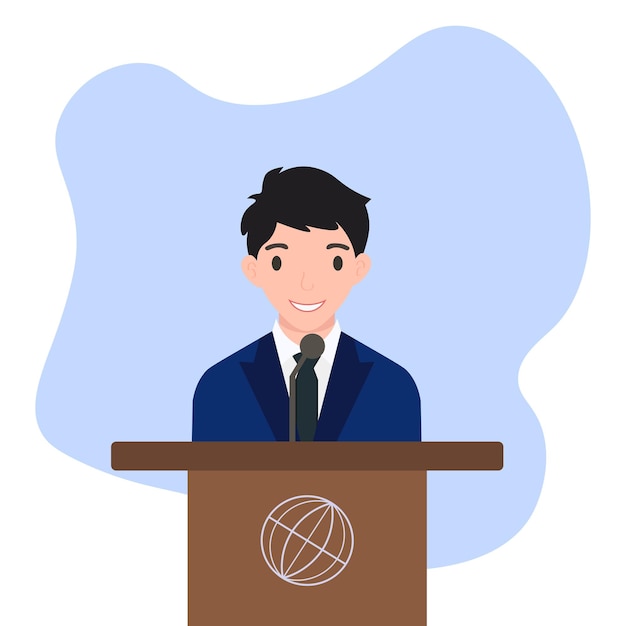 Image of a man behind the podium vector