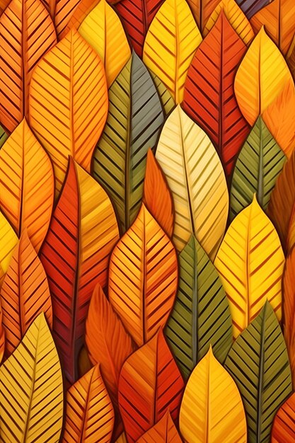 An image of many different colored autumn leaves