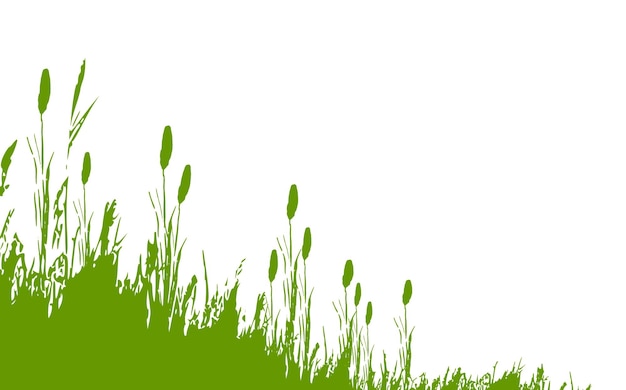 Vettore immagine di un'erba monocromatica o di un cespuglio su uno sfondo bianco disegno vettoriale isolato