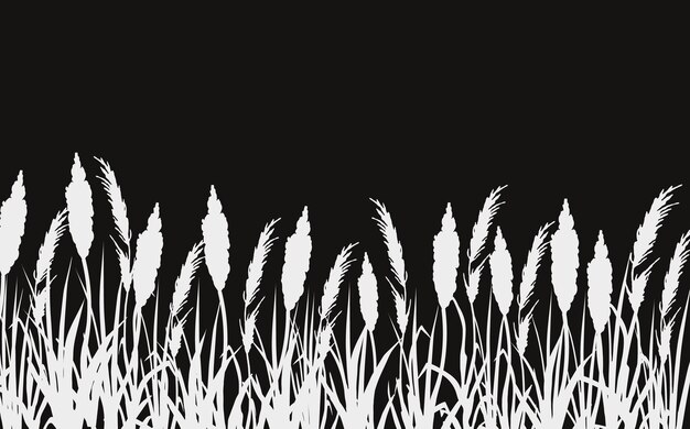 Immagine di un'erba monocromatica o di un cespuglio su uno sfondo bianco disegno vettoriale isolato