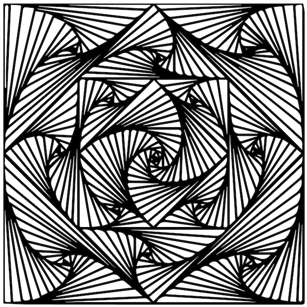 直線とカールによる幾何学的図形のイメージxa