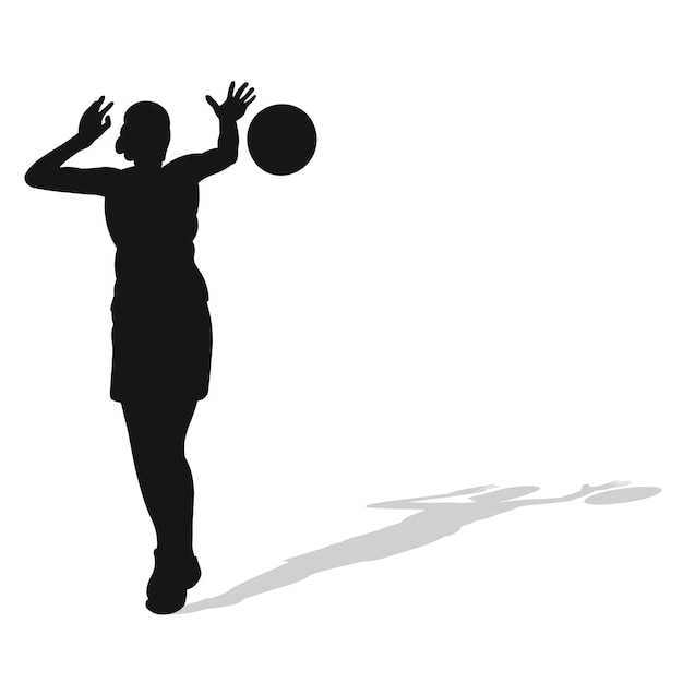 ベクトル ボールゲームでバスケットボール選手の黒人女性シルエットの画像