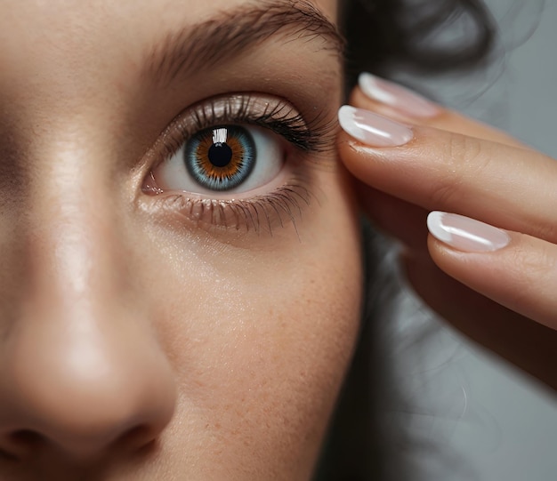 Вектор Изображение женщины в контактных линзах контактные линзы на глазах