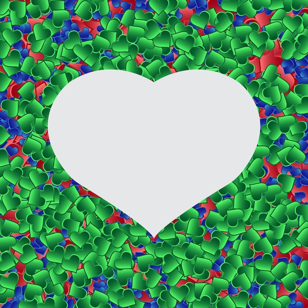 An image of a pattern of abstract green particles in a heart Vector image of an abstract pattern