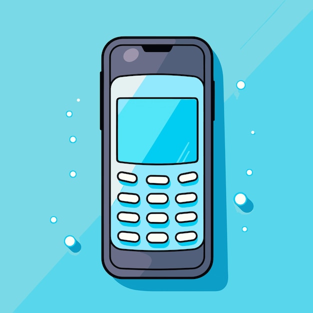 An image of a phone that has the screen showing a blue background with bubbles.