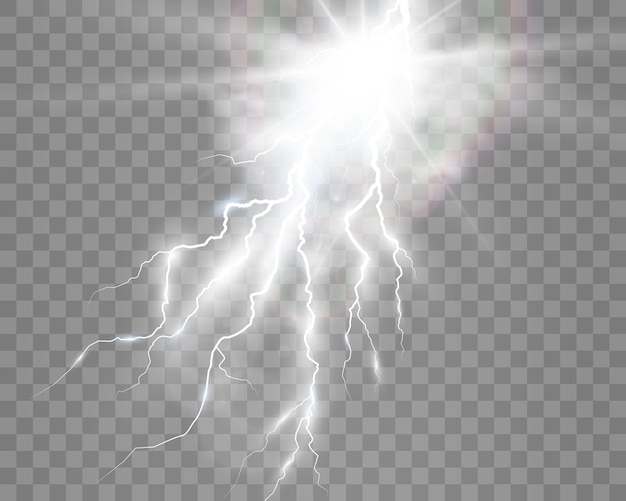 image of realistic lightning Flash of thunder