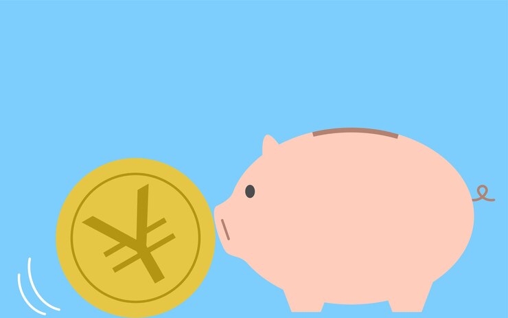 Vector 貯金箱と硬貨のイメージ