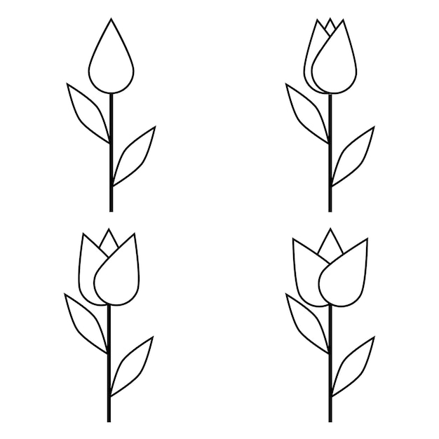 Image simple blossoming flower bud with stem and leaves stock illustration