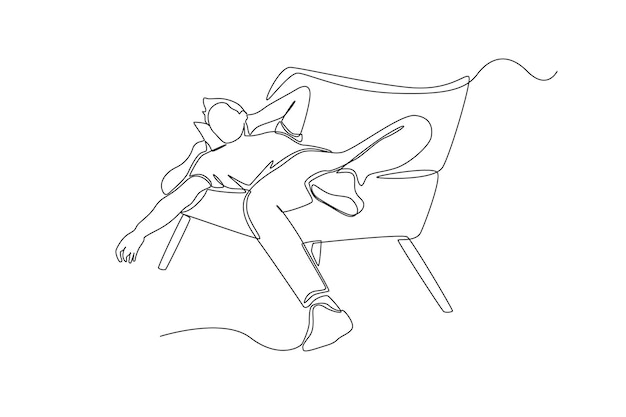 Image of someone who is lazy to do normal work activities on Monday simple continuous line work Work day