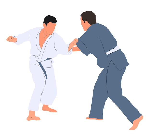 Image of sports couple judoka fighters Judoist judoka athlete duel fight judo isolated vector