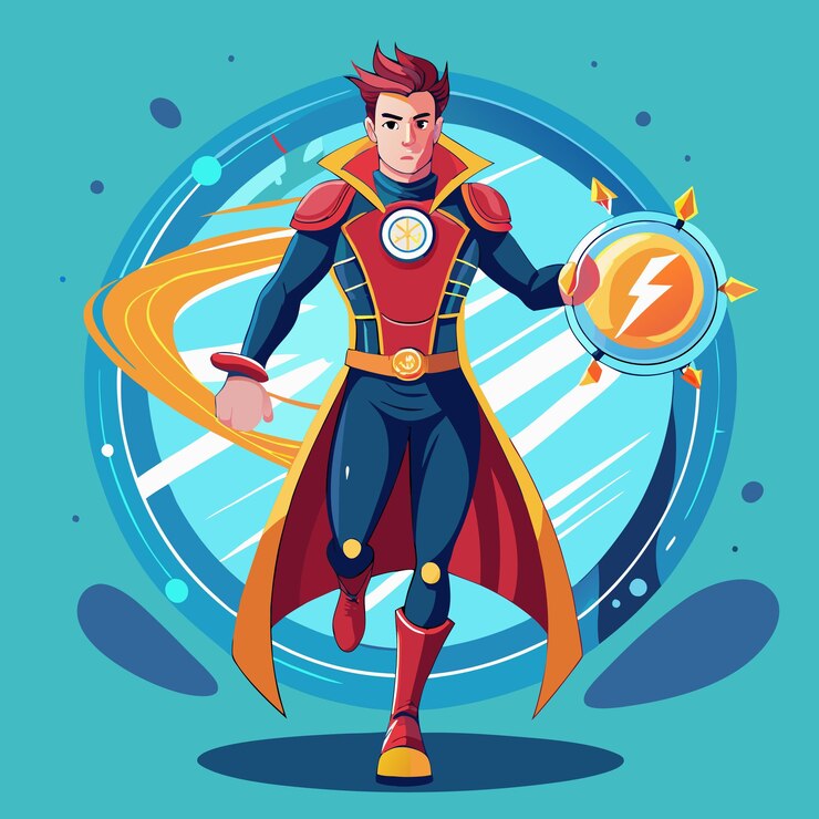 वेक्टर an image of a superhero with the power of time travel and temporal manipulation