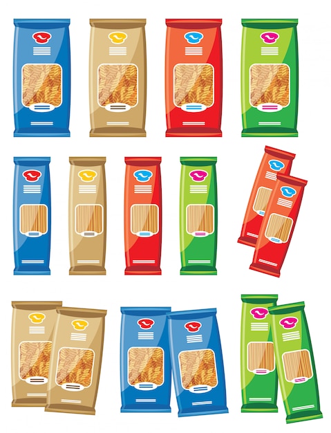 Vector image of various pasta