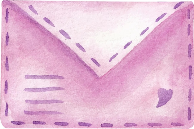 Vector image of watercolor pink envelope