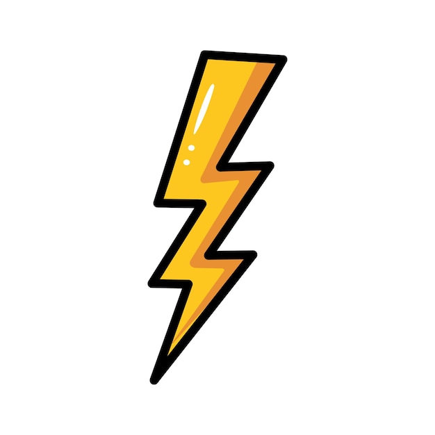 Image of yellow lightning pop art comic style vector illustration isolated on white background