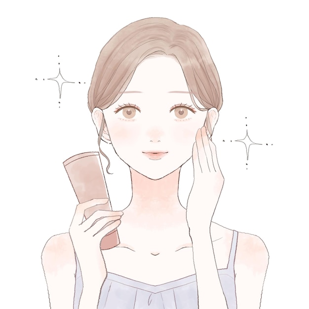 images of cosmetic effects. on a white background. cute and simple art style.