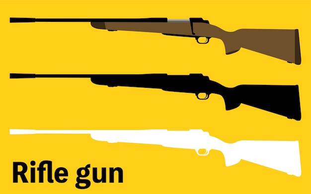 Vector images of war and savage warfare silhouettes of rifles