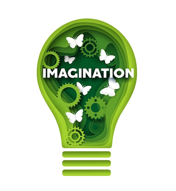 Imagination vector concept illustration in paper art style