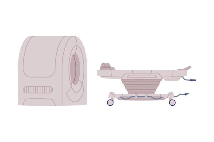 Vector imaging machine as medical equipment and assistance device vector illustration