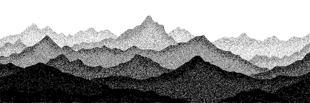 Imitation of a mountain landscape banner shades of gray