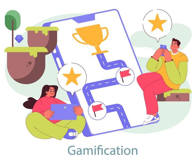 Vector immersive marketing concept engaging consumers through gamification strategies interactive rewards