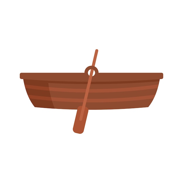 Иконка деревянной лодки иммигрантов Плоская иллюстрация векторной иконки деревянной лодки иммигрантов на белом фоне