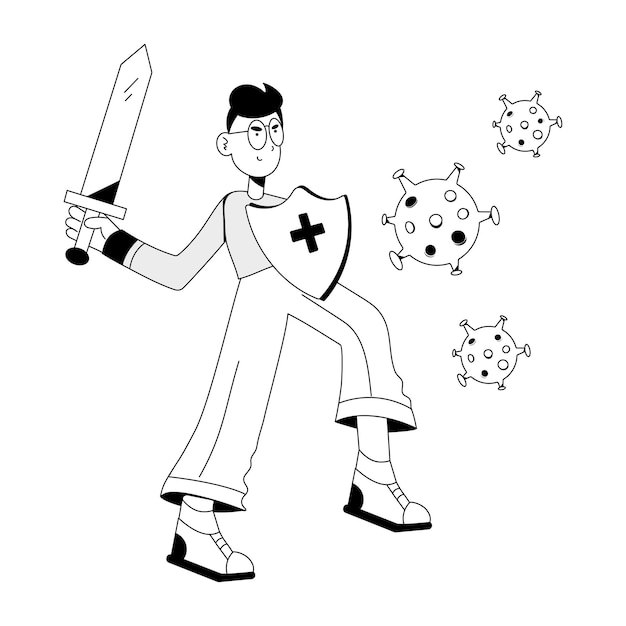 Immune defence hand drawn illustration