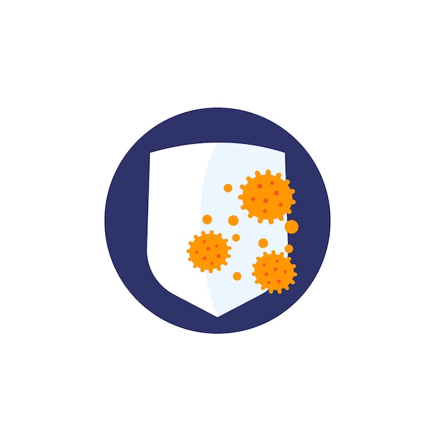 Immune system antibacterial protection icon with virus