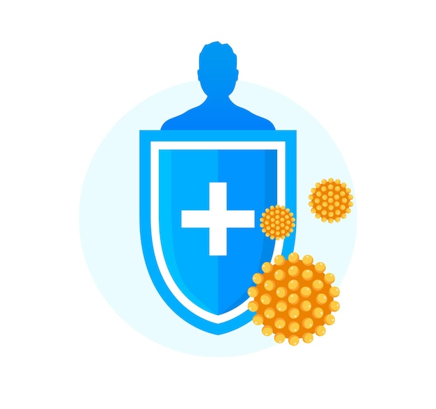 Immune system vector icon logo Health bacteria virus protection Medical prevention human germ