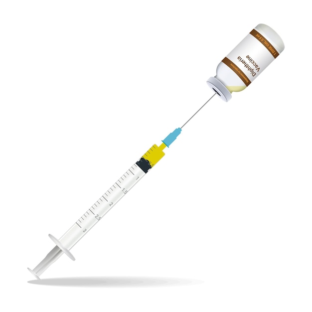 Immunisatie Difterie Vaccin Spuit Bevat Een Injectie En Injectie Fles Geïsoleerd Op Een Witte Achtergrond Vector Illustratie