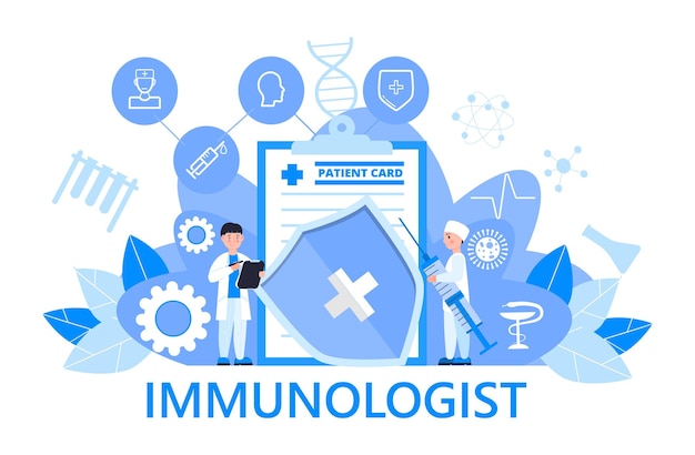 Immunologist concept vector for medical app web banner Time to vaccinate