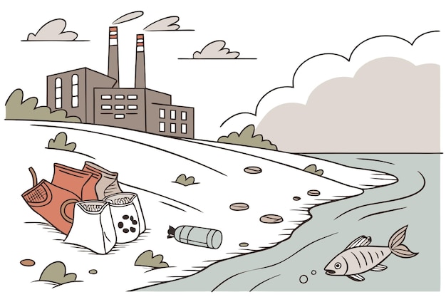 Vector impact of air and water pollution visuals of environmental pollution effects on ecosystems and heal