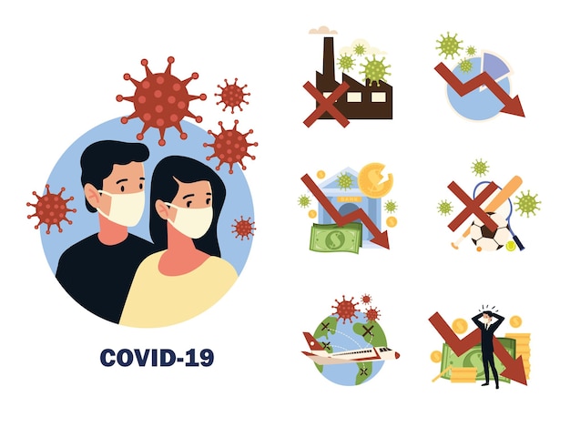 Impact of covid 19 coronavirus, virus affects the global economy, travel, sports and lifestyle