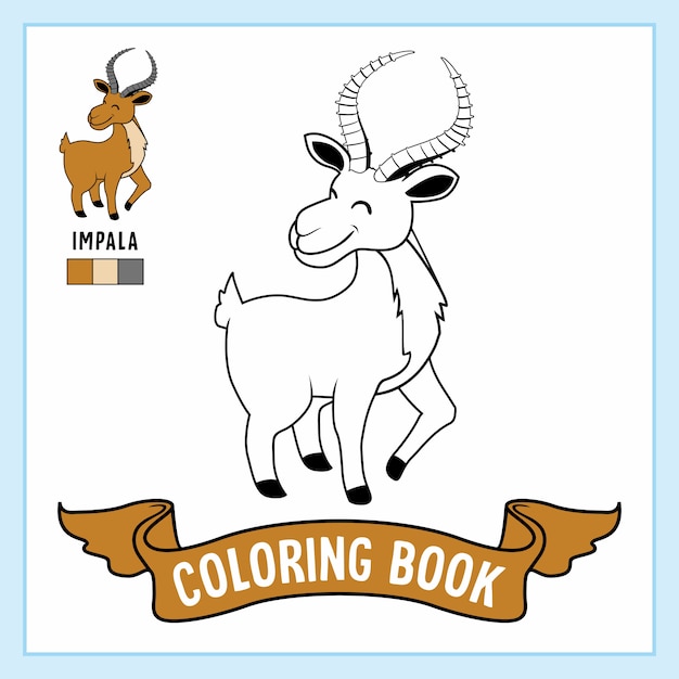 Libro di pagine da colorare di animali impala