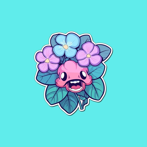 Impatiens sticker kawaii illustrazione di cartoni animati