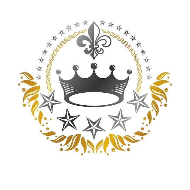 Vettore emblema della corona imperiale. stemma araldico, logo vettoriale vintage. logotipo retrò isolato su sfondo bianco.